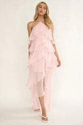 Darylyn Tiered Ruffle Maxi Dress Pink