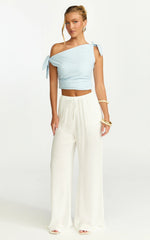 Makenna Pants - Wide Leg Crinkle Pants in White
