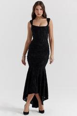 black floral maxi dress