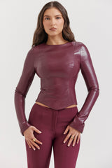wine vegan leather top