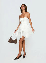 Kalari Strapless Layered Mini Dress White