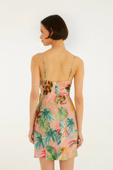 Soft Pink Pool Time 3d Flowers Mini Dress