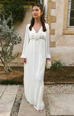 Rosetta Maxi Dress ~ White Silky Crepe