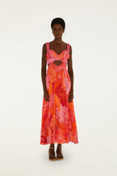 Multicolor Delicate Forest Cut-Out Maxi Dress