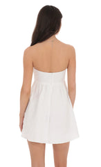 Textured Floral Babydoll Dress in White