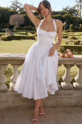 white cotton halter sundress