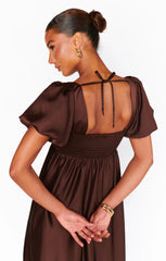 Nora Maxi Dress ~ Chocolate Luxe Satin