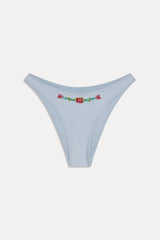 Dove Beaded Satin Bikini Bottom - Frosting