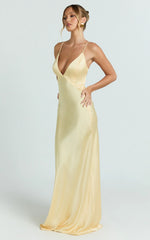 Quincy Maxi Dress - Satin Slip Dress in Lemon