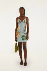 Blue Beaches Path Ballon Mini Dress