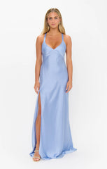 Anderson Maxi Dress ~ Borrowed Blue Luxe Satin