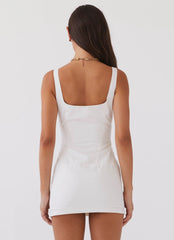 Casey Lace Up Mini Dress - White