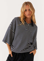 Undefeated Oversized Polo Top - Stripe