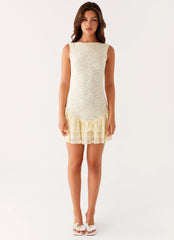 Manuka Ruffle Mini Dress - Yellow