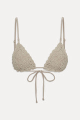 Elena Crochet Shine Bikini Top - Birthday Suit