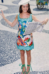 Multicolor Garden Of Life Scarf Scallop Mini Dress