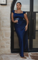 Veronica Maxi Dress ~ Midnight Navy Luxe Satin