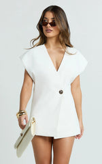 Maura Top - V Neck Cross Over Vest Top in White
