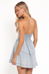 Ellen Strapless Mini Dress - Light Denim
