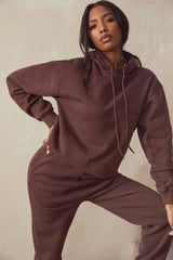 chocolate cotton fleece-back oversized hoodie