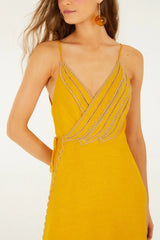 Yellow Bananas Euroflax™ Premium Linen Maxi Wrap Dress