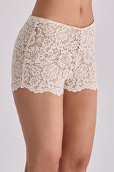 vintage ivory corded lace mini shorts