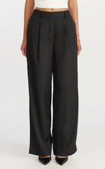Tessa Pants - Elastic Back Pull On Tailored Pants in Black