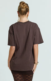 Prizza Top - Longline Boyfriend Tee Top in Chocolate