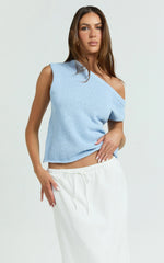 Marilou Top - Knit Off Shoulder Top in Pale Blue