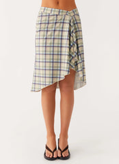 Shes A Lady Midi Skirt - Cedar Check