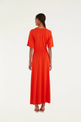 Red Artsy Flora Cut-Out Maxi Dress