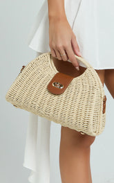 Ebony Bag - Straw Crossbody Bag in Tan