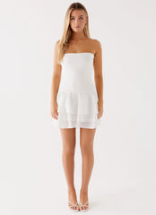 Martha Ruffle Mini Dress - White