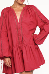 Hart Long Sleeve Mini Dress - Wine
