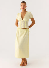 Sweet Lullaby Midi Skirt - Lemon Yellow