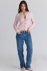 pink cashmere + wool cardigan