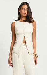 Andie Top - Crew Neck Longline Vest Top in Cream
