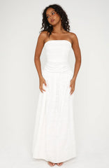 Bittersweet Babe Strapless Broderie Maxi Dress White