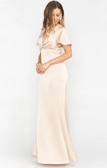 Rome Twist Gown ~ Champagne Luxe Satin
