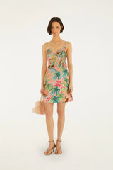 Soft Pink Pool Time 3d Flowers Mini Dress