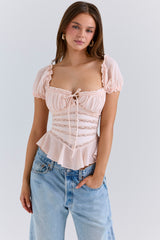 pink lace peplum top