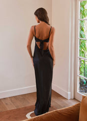 Flora Satin Maxi Dress - Midnight