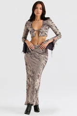 pewter shimmer velvet satin top