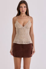 mocha vegan suede mini skirt