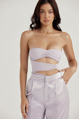 grey flower trimmed bodysuit