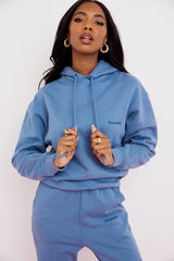 azure cotton fleece-back oversized hoodie