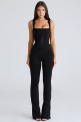 black fitted corset top