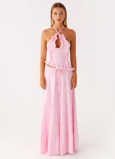 Mariella Linen Maxi Skirt - Pink