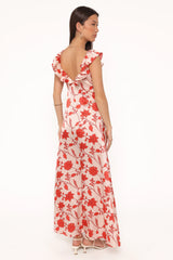 Enala Maxi Dress - Red Floral