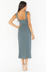 Eden Midi Dress ~ Dusty Sage Stretch